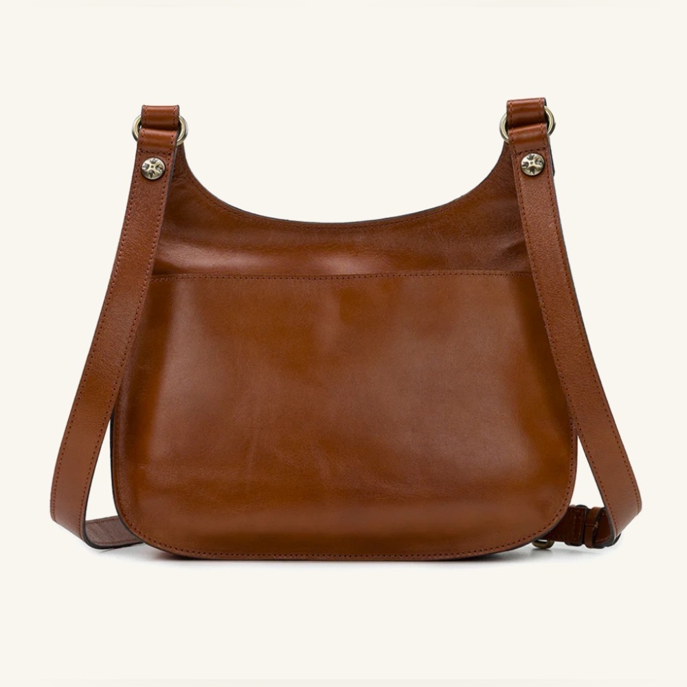 Patricia Nash London Smooth Leather Saddle Bag. Tan/Gold. - Picture 3 of 13
